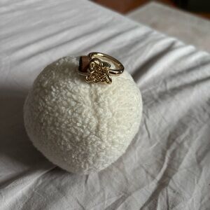 Michael Kors Gold and Brown Pom-Pom Keychain Charm